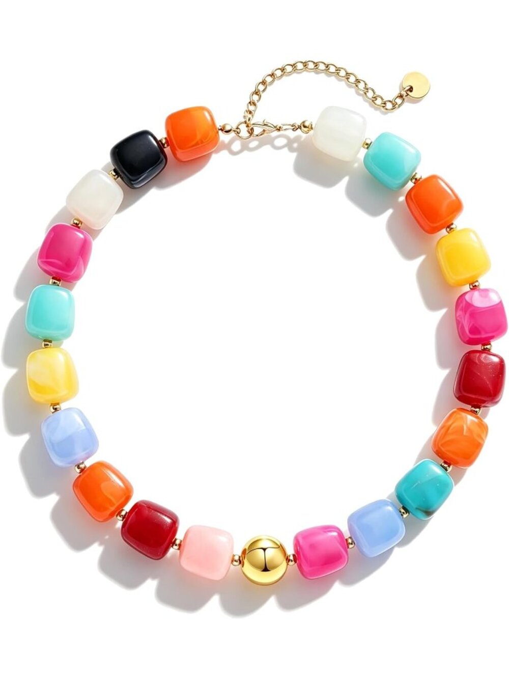 Women's Colourfull Acrylic Chunky Square Bead Choker Necklace Statement Jewelry